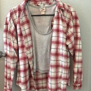 F21 Red & White Plaid Flannel